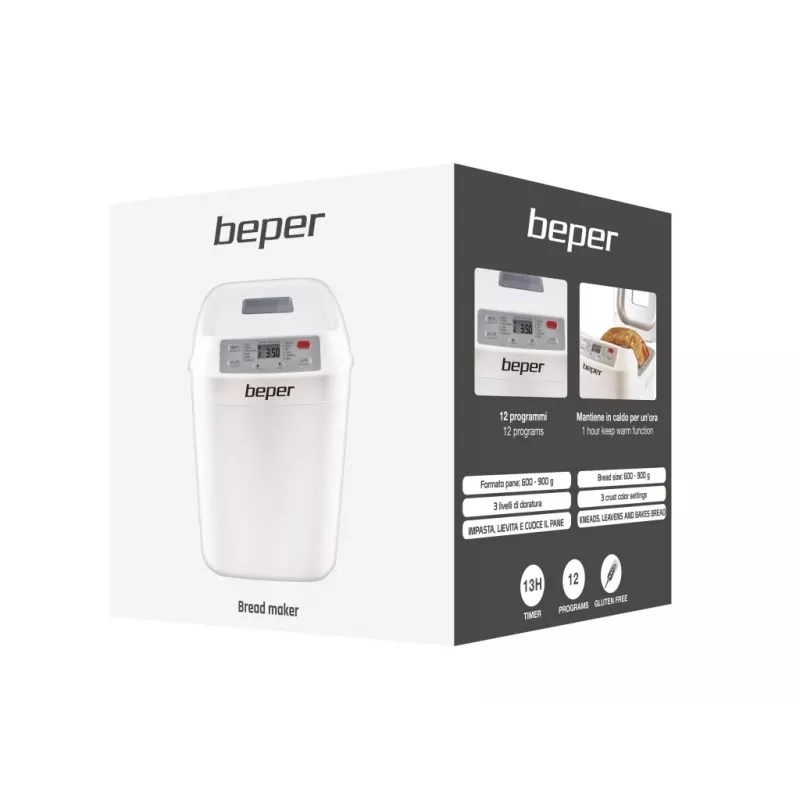 Wypiekacz do chleba Beper BC.130 - 550 W, 12 programów, bochenki 600-900 g