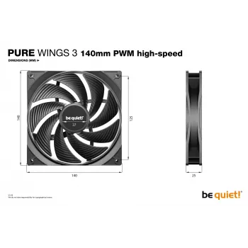 be quiet Pure Wings 3 140mm PWM wysokiej prędkości wentylator do obudowy komputera 14 cm Czarny 1 szt.