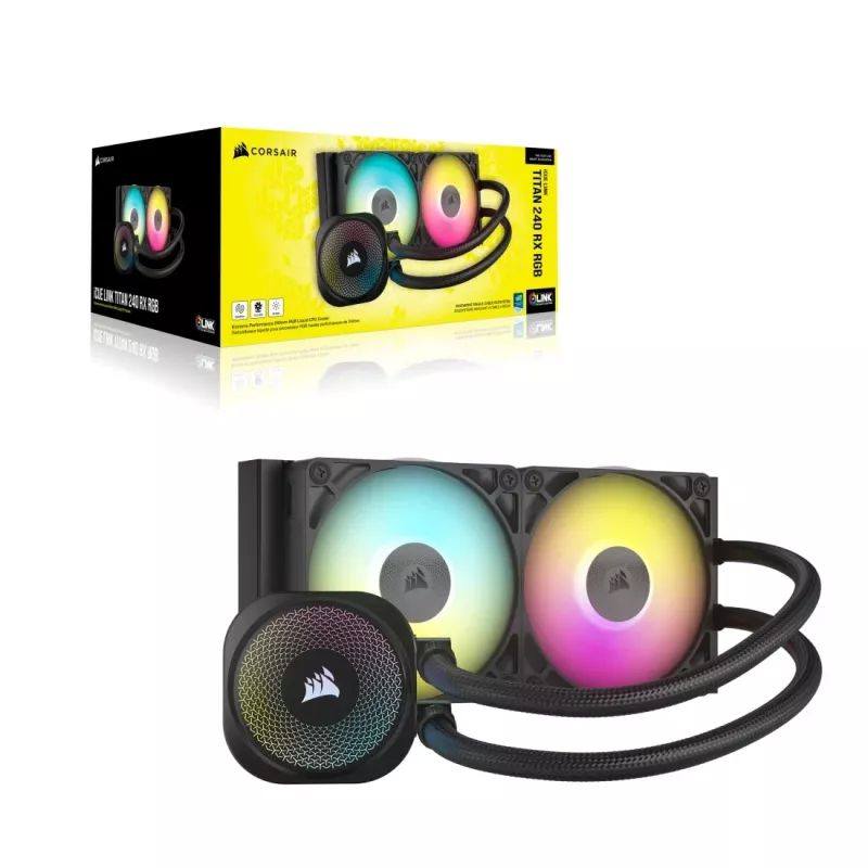 Chłodzenie cieczą All-in-one Corsair iCUE LINK TITAN RX RGB 12 cm Czarny