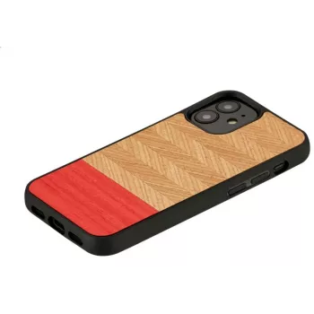 Ochronne etui na telefon Man and Wood do iPhone 12 mini — wzór jodełka azalia czarny