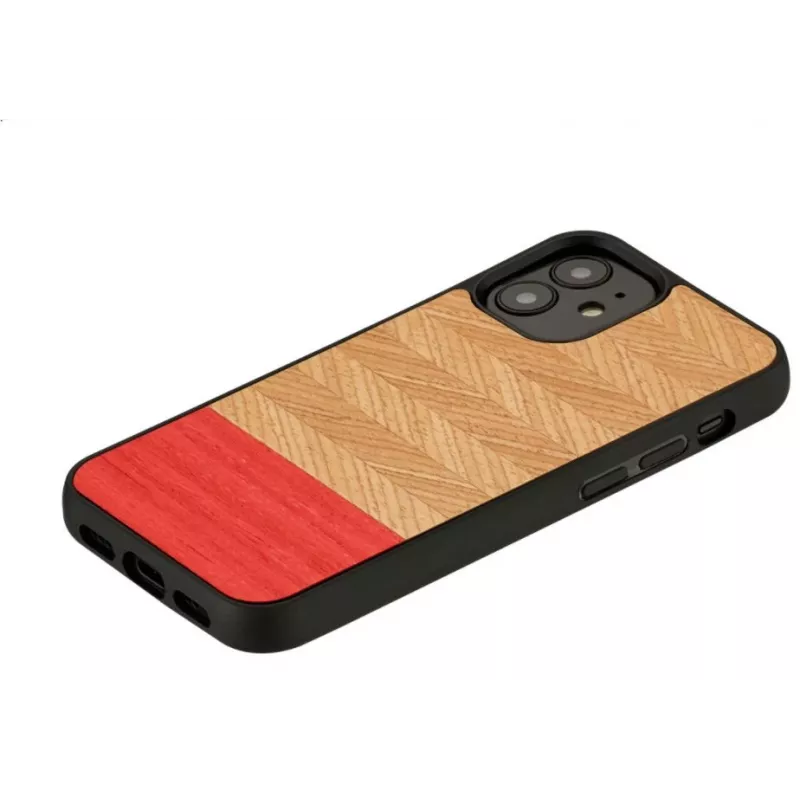 Ochronne etui na telefon Man and Wood do iPhone 12 mini — wzór jodełka azalia czarny