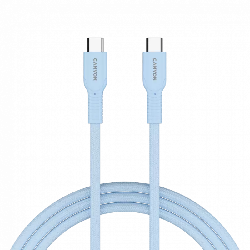 Kabel CANYON OnWire 60CL C-C 60W COLOR Pleciony 1m Jasnoniebieski