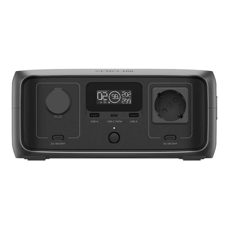 Przenośna stacja zasilania EcoFlow RIVER 3 UPS — LiFePO4 245 Wh, 300 W, 1 gniazdo AC, USB-A, USB-C, wejście AC/słoneczne/DC