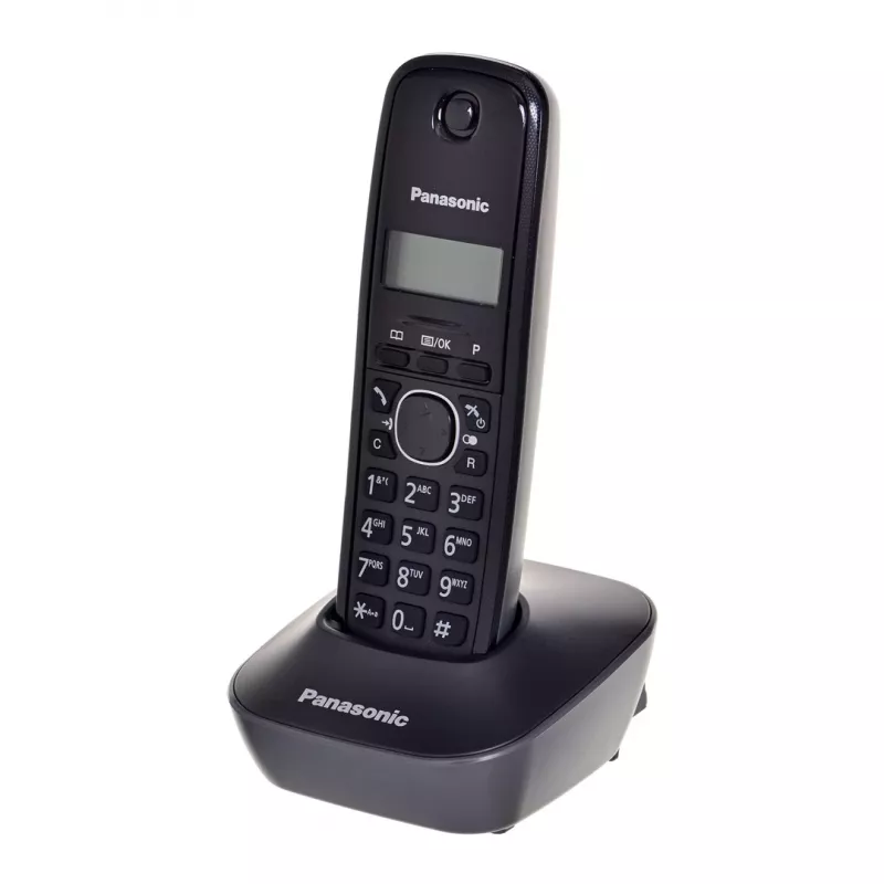 Telefon DECT Panasonic KX-TG1611, czarny, 1,9 GHz, wyświetlacz 1,25 cala, czas rozmowy do 15 h, książka telefoniczna na 50 kontaktów