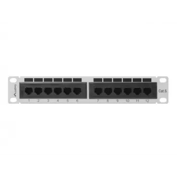 Patch panel LANBERG PPU6-9012-S, 12-port Cat6, metal, szary