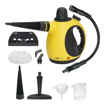 Przenośny czyścik parowy CLATRONIC DR 3653 — zbiornik na wodę 0,25 L, 1050 W, 3,5 bara, kabel 5 m, żółty