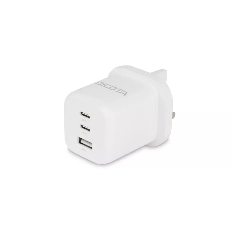 Zasilacz Dicota - kompaktowy, GaN - 65 W - 5 A - PD 3.0 - 3 porty wyjściowe (2 x USB-C, USB)
