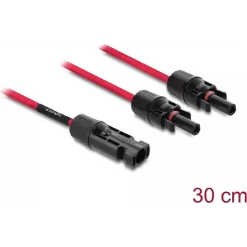 Kabel rozdzielacz DELOCK solar 1 x wtyczka na 2 x gniazda 30 cm czerwony (model 90707)