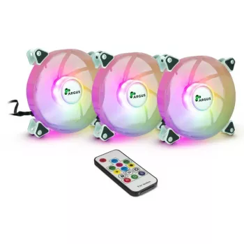 Zestaw wentylatorów INTER-TECH Argus RGB RS-06 120mm 3-pak biały ARGB z kontrolerem