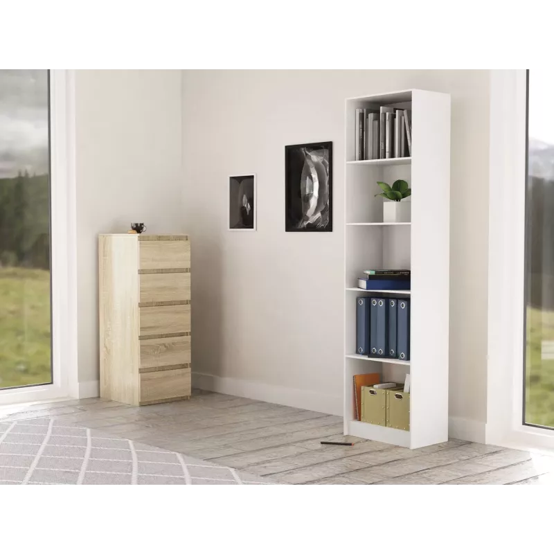 Biurkowa biblioteczka Topeshop R50 BIEL 5 półek biała
