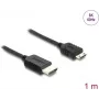 Kabel HDMI DELOCK 81687 — 1 m, HDMI Typ A (męski) na HDMI Typ C (Mini, męski), 48 Gbit/s, do 7680×4320, pozłacane styki, czarny