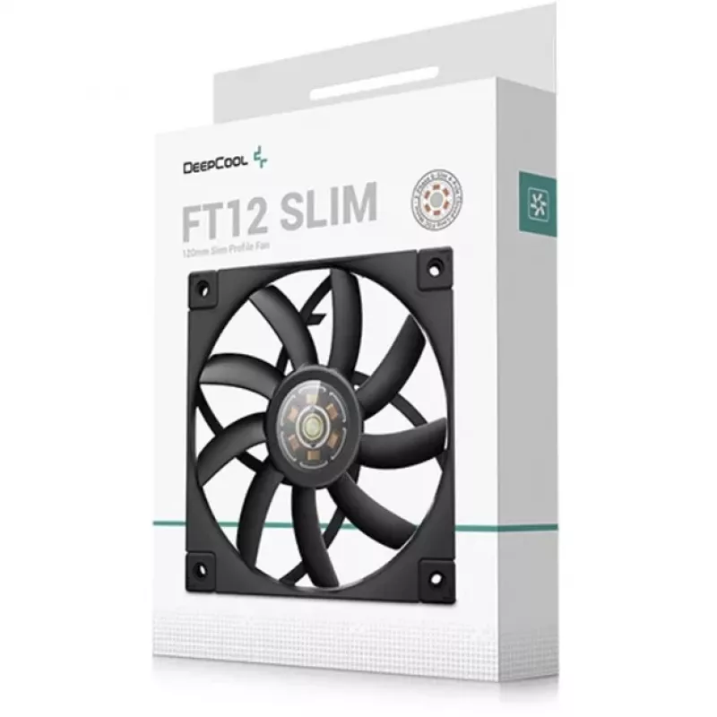 Wentylator obudowy cienki 120 mm PWM DeepCool FT12 cienki — czarny, niskoprofilowy design, sterowanie PWM