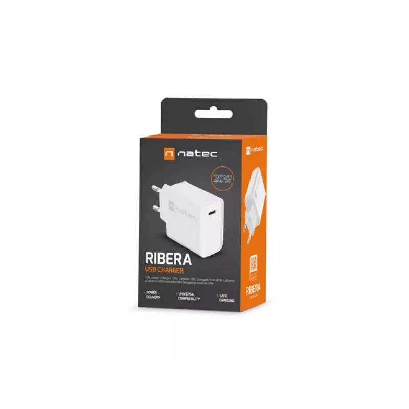 Wewnętrzna szybka ładowarka USB-C NATEC RIBERA 12V 20W Quick Charge 3.0 biała