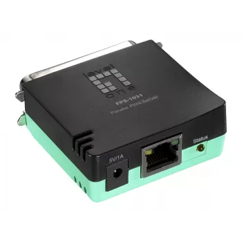 LevelOne Równoległy serwer wydruku, Czarny, Zielony, Aktywność, Połączenie, Zasilanie, Status, Tajwan, Ethernet LAN, IEEE 802.3, IEEE 802.3u, 10,100 Mbit/s