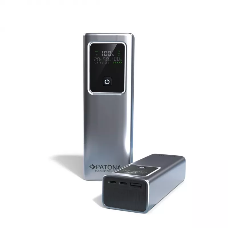 PATONA Platinum Powerbank Luxury One PD100 | 20000mAh | PD 100W | USB-C + USB-A Srebrny, Czarny