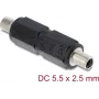 Adapter wtyczki baryłkowej DC DELOCK 5,5 x 2,5 mm żeński-żeński z gwintem, prosty, czarny