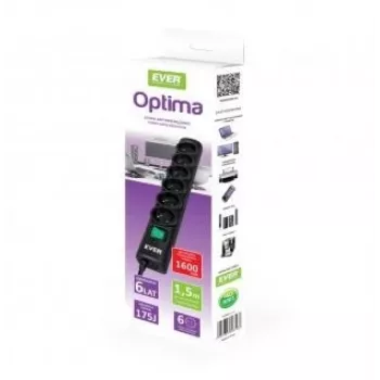 Ever OPTIMA listwa przeciwprzepięciowa 1,5 m (6 x UTE; 10 A; czarna) (T/LZ08-OPT015/0000)