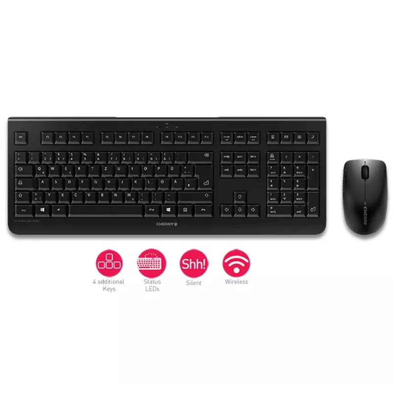 CHERRY DW 3000 klawiatura mysz w zestawie uniwersalna RF Wireless QWERTZ niemiecka szara