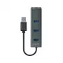 SAVIO USB-A hub z RJ-45 Gigabit Ethernet AK-57 — 3× USB-A + RJ-45, USB 3.2 Gen 1 Micro‑B host, 5 Gbit/s, 4 porty, szary