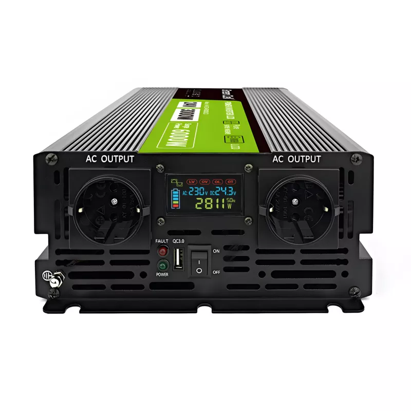 Przetwornica samochodowa zielony Cell INVGC24P3000LCD 24V 3000W czysty sinus, 230V 50Hz, LCD, gniazdo typu F