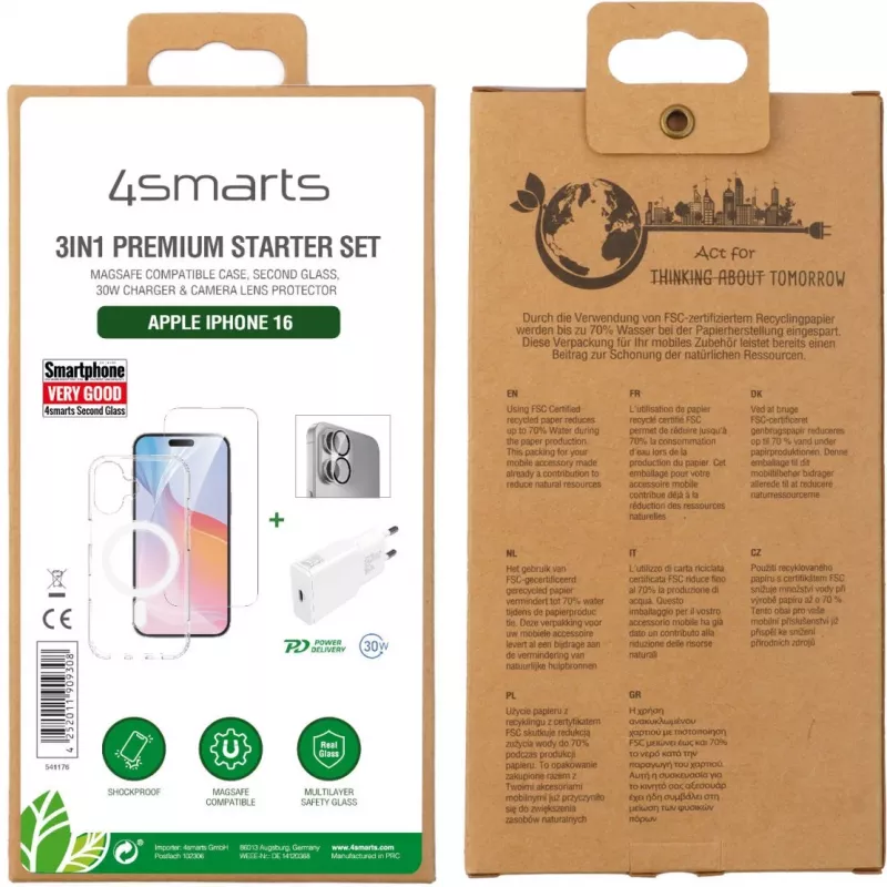 4smarts 3in1 Premium Starter Set zestaw startowy do telefonu komórkowego Transparentny Biały