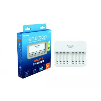 Ładowarka sieciowa Panasonic BQ-CC63 — ładuje 8 AA/AAA, 100–240 V, biała