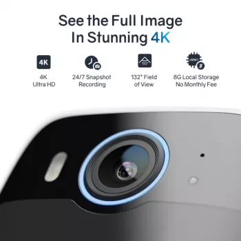 Safemo SC1 SolarCam, 4K UHD Video, 8× Zoom, 132° View, Night Vision, Wi-Fi 2,4 GHz, 1,5 W solar, Biały