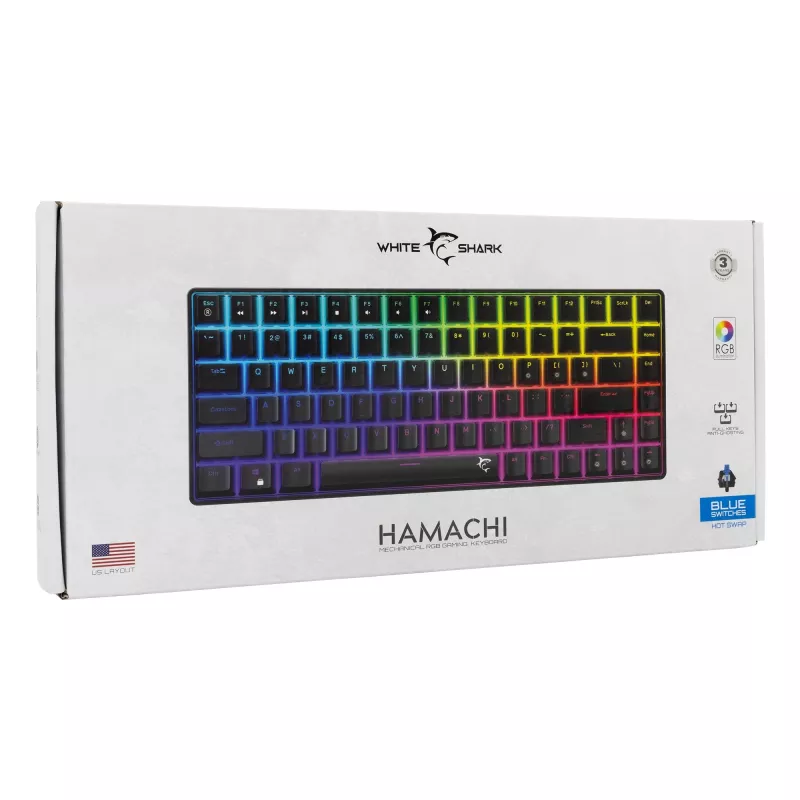 Klawiatura mechaniczna White Shark GK-005121 z podświetleniem RGB i przełącznikami niebieski