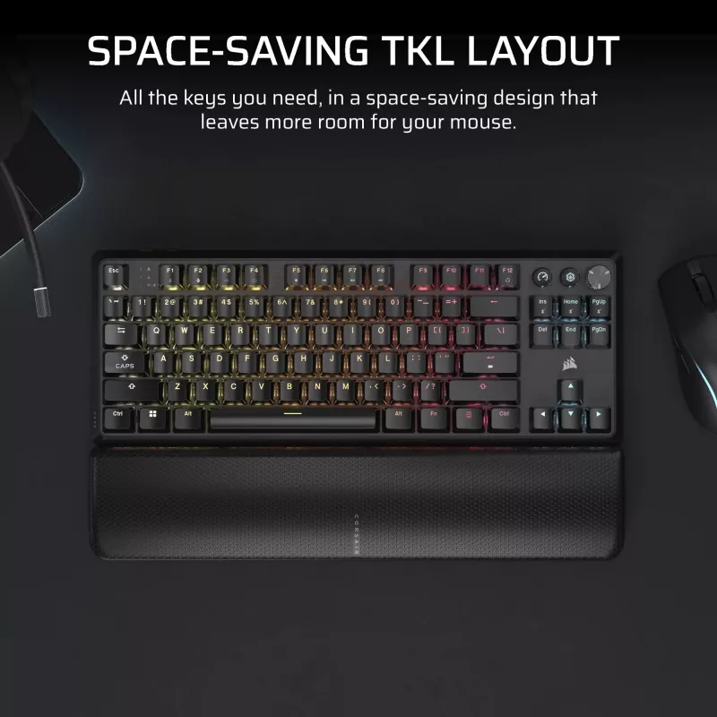 Klawiatura gamingowa Corsair K70 CORE TKL USB + RF Wireless + Bluetooth QWERTZ Czarna
