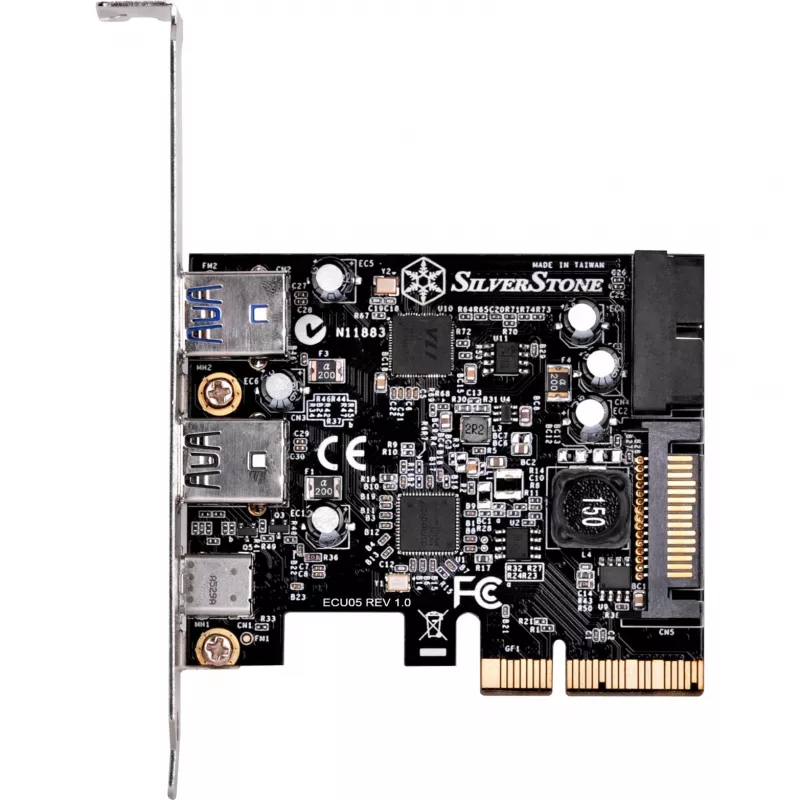 SilverStone ECU05 - adapter USB - PCIe 2,0 x2 niskoprofilowy - USB 3,1 typu C x 1 + USB3.0 x 2 + USB3.0 (wewnętrzne) x 2 (SST-ECU05)