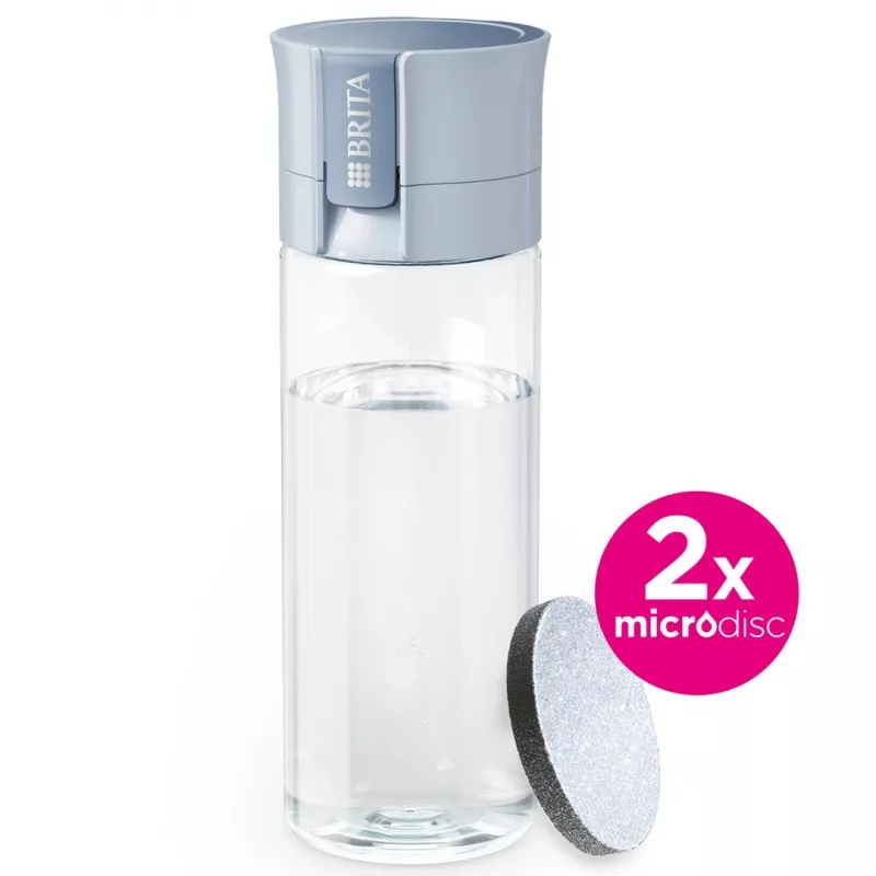 Butelka filtrująca BRITA Vital Pastel niebieski 600 ml z 2 filtrami MicroDisc, wolna od BPA, można myć w zmywarce