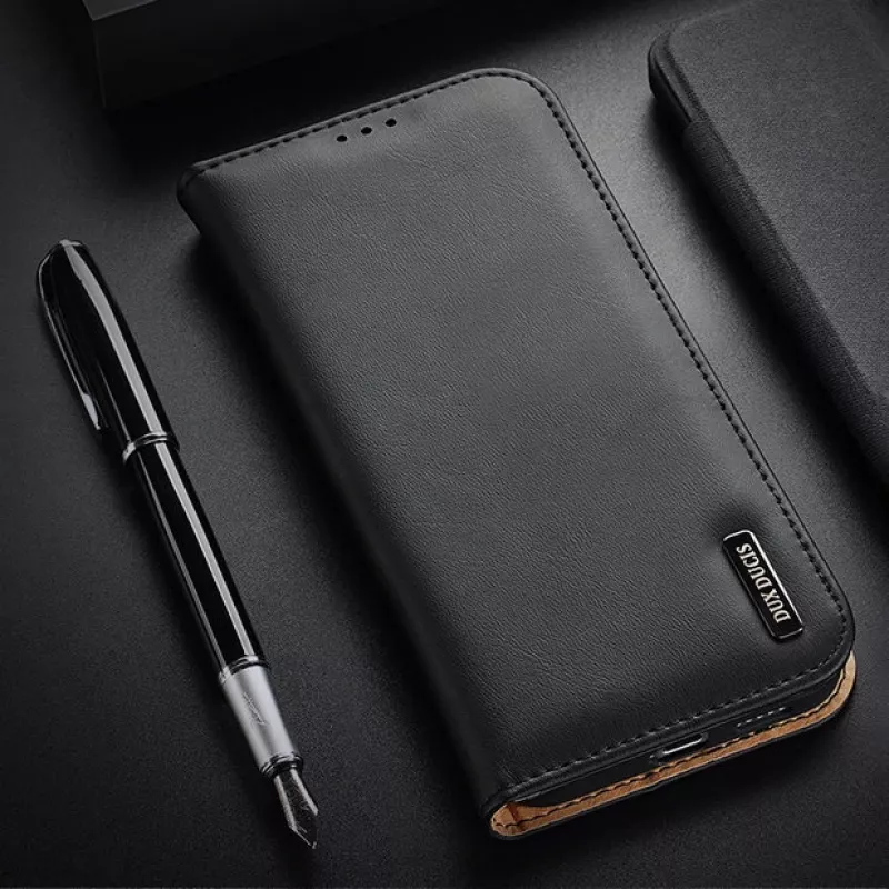 Dux Ducis Dux Ducis Hivo skórzany portfel z klapką z naturalnej skóry etui na karty i dokumenty Samsung Galaxy S22+ (S22 Plus) czarny