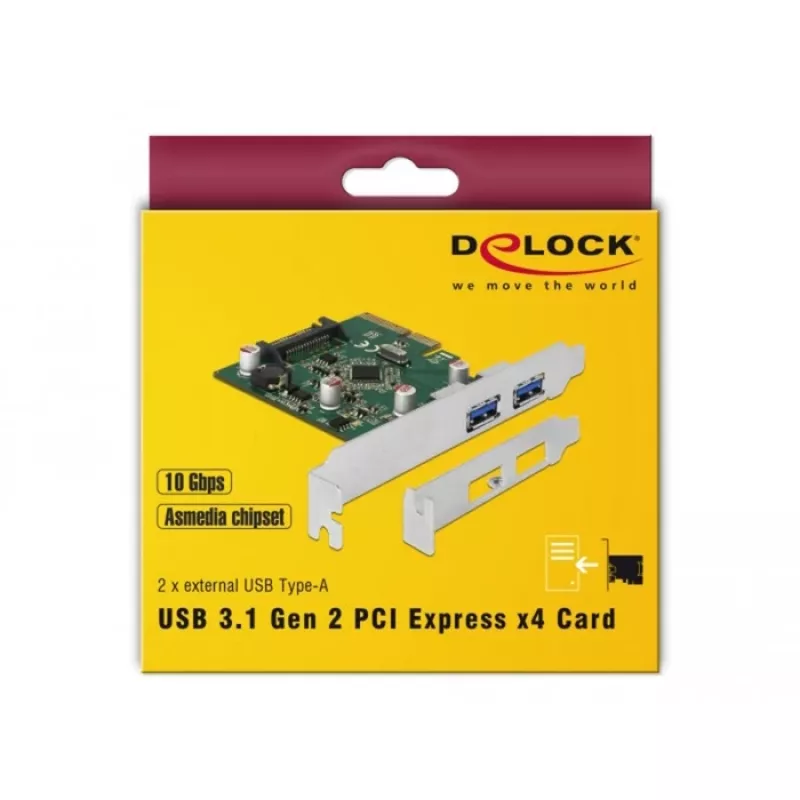 Karta Delock PCI Express x4 do 2 x zewnętrznych USB 3.1 Gen 2 Type-A (90298)