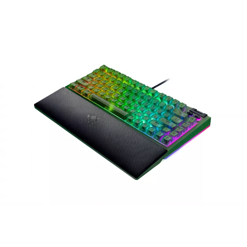 Mechaniczna klawiatura gamingowa Razer CzarnyWidow V4 75% — przewodowa, układ US, edycja Phantom zielony, mechaniczne przełączniki dotykowe Razer
