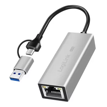 Adapter Ethernet USB-A/-C do 2,5G, szary