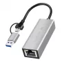 Adapter Ethernet USB-A/-C do 2,5G, szary