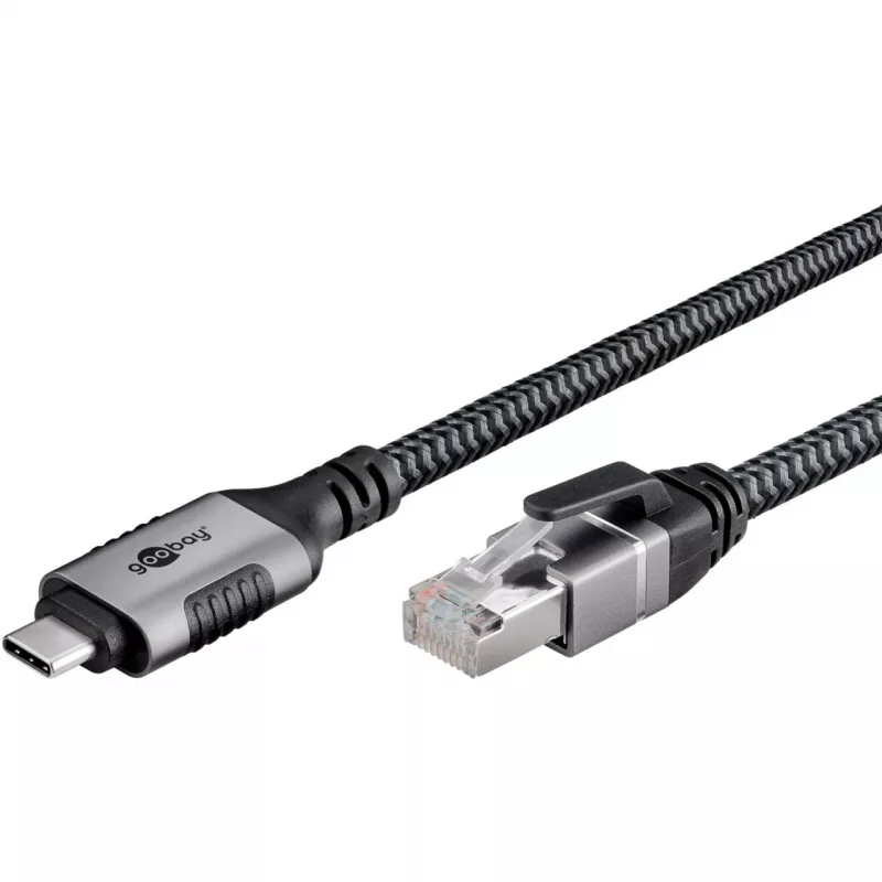 Kabel Goobay 70755 USB-C na RJ45 Ethernet CAT 6 dla stabilnego przewodowego połączenia internetowego z routerem/modemem/przełącznikiem sieciowym/Zastępuje adapter USB na RJ45 / 1