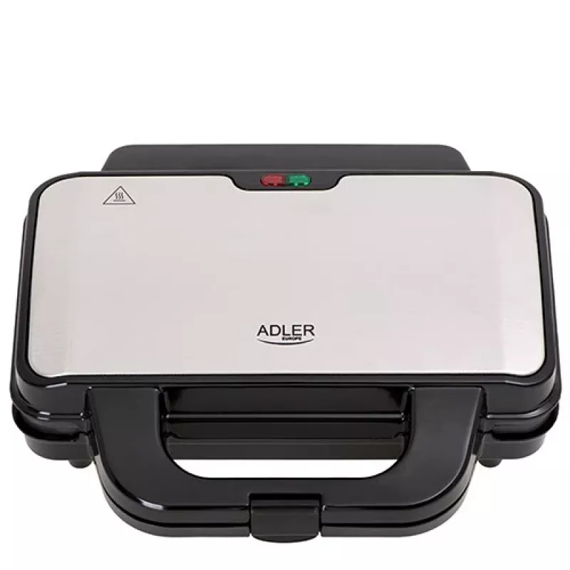 Opiekacz do kanapek Adler AD 3043, 1300 W, płyty z powłoką nieprzywierającą, 2 kanapki, powierzchnia grillowa 285×152 mm, czarny