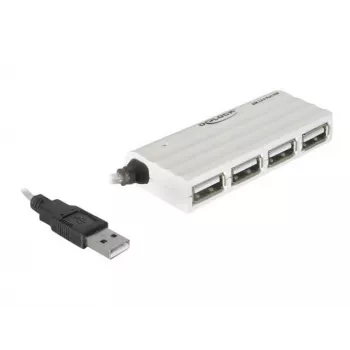 Koncentrator USB DeLOCK 87445 Zewnętrzny 4-portowy 480 Mbit/s Biały