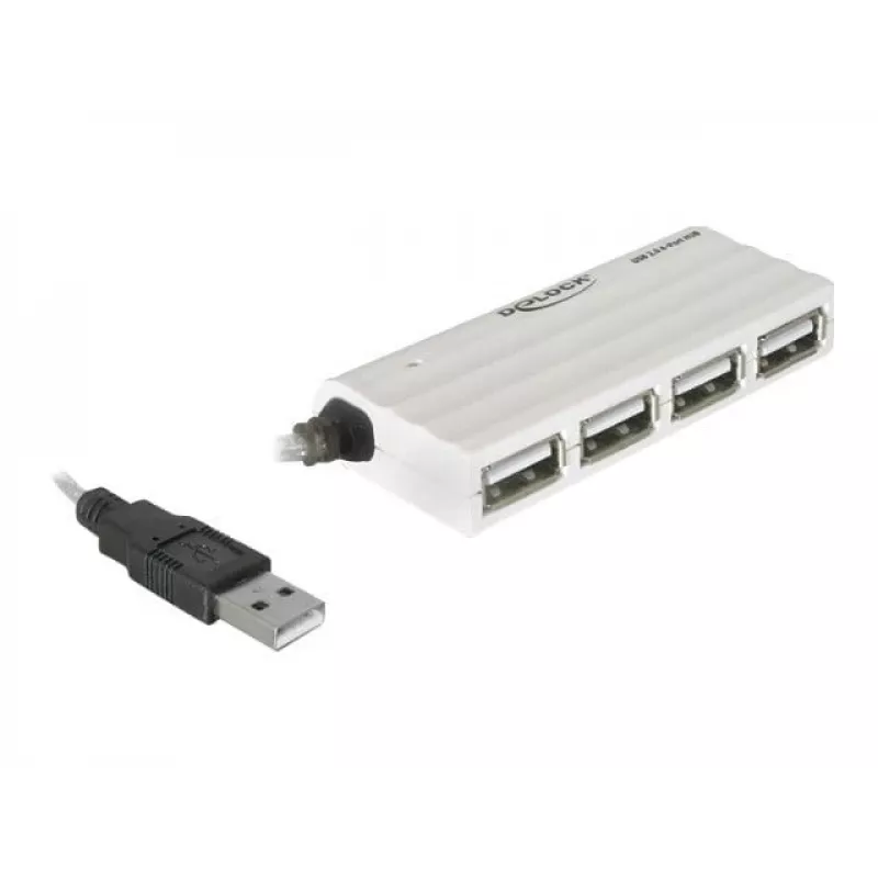 Koncentrator USB DeLOCK 87445 Zewnętrzny 4-portowy 480 Mbit/s Biały