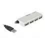 Koncentrator USB DeLOCK 87445 Zewnętrzny 4-portowy 480 Mbit/s Biały