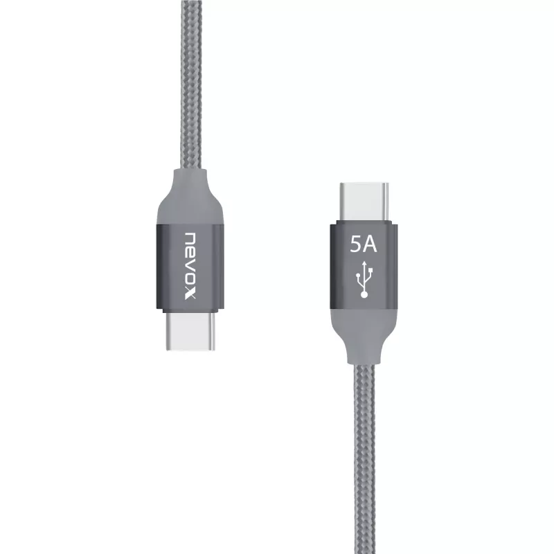 Kabel USB Nevox 1654 USB 2.0 2m USB C Szary Srebrny