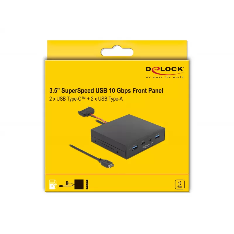 Panel przedni DeLOCK 3,5 cala USB 3.2 Gen 2 2 x USB Type-C 2 x USB Type-A
