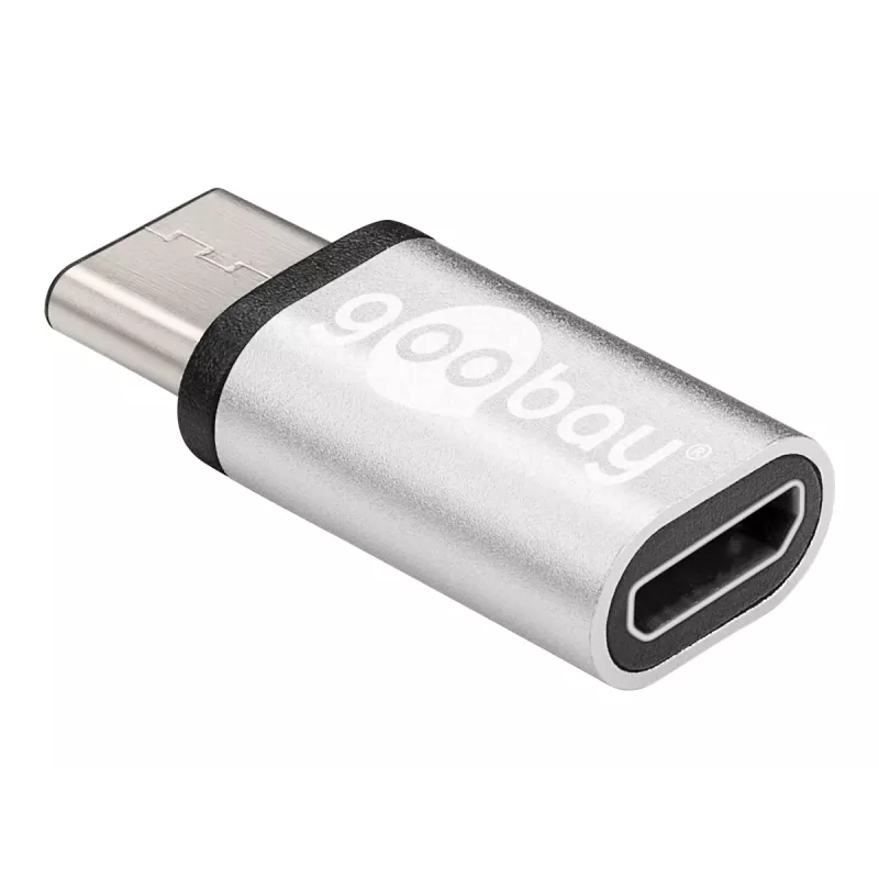 Wentronic Goobay USB-C™ Adapter - USB 2.0 Micro-B-Buchse, Silber - zum Verbinden eines USB-C™ Gerätes mit einem USB 2.0 Micro-B Kabel (56636)