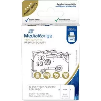 Kaseta z taśmą plastikową MediaRange Brother TZ-241 18mm 8m czarny na białym