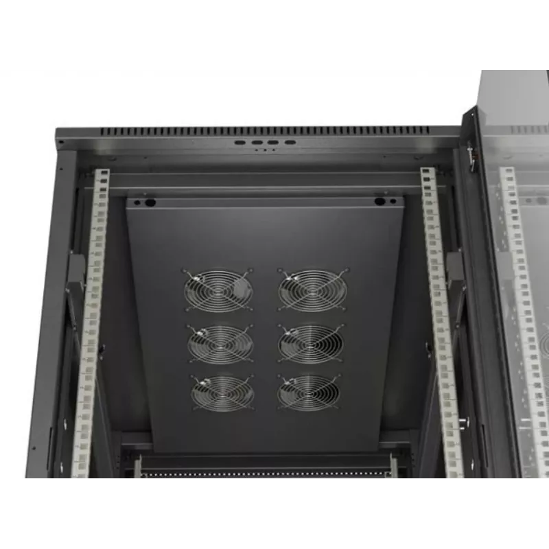 Szafa rack 19 cali LANBERG 22U 600x1000 mm, czarna, szklane drzwi przednie i tylne
