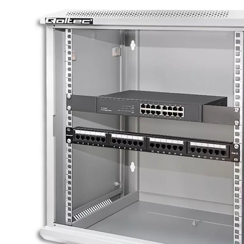 Szafa rack QOLTEC 19-calowa 12U model 54485 — obudowa sieciowa/serwerowa