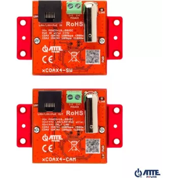 Atte Aktywne konwertery Ethernet i PoE xCOAX4-SET 18346 – zestaw do Ethernetu przez kabel koncentryczny, obsługa PoE