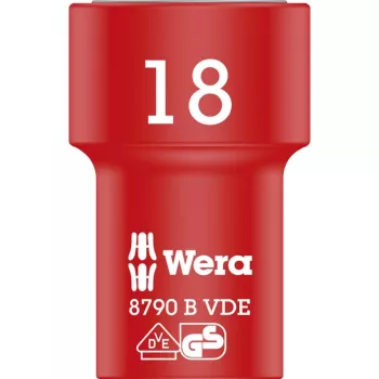 VDE Zyklop-Steckschlüssel-Einsatz, 18mm, 3/8 rot/gelb, isoliert bis 1.000 Volt