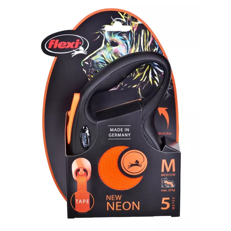 FLEXI nowy Neon M - smycz automatyczna - 5 m